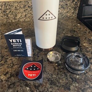 YETI White Rambler Bottle with Accessories